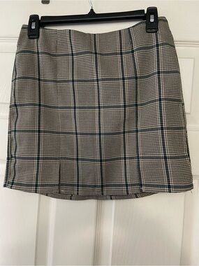 RSQ Beige and Navy Plaid Mini Skirt